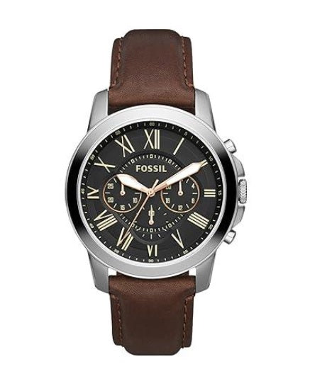 Fossil Grant Chronograph Black Dial Brown Leather Men's Watch