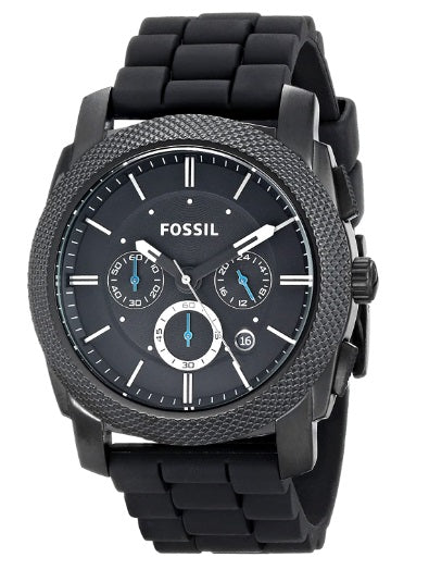 Fossil Machine Chronograph Black Dial Black Silicone Men's Watch
