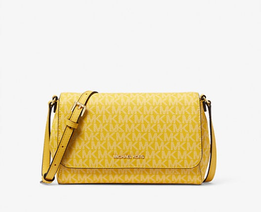 Bolso bandolera convertible mediano con logo color amarillo dorado Michael Kors