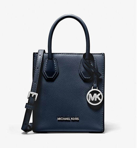 Bolso bandolera Mercer extrapequeño de piel granulada color azul marino Michael Kors