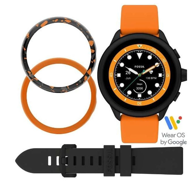 Gen 6 Wellness Edition Smartwatch Orange Silicone and Interchangeable Strap and Bumper Set