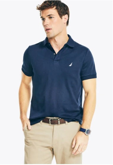 Slim Fit Interlock Deck Polo Nautica Azul