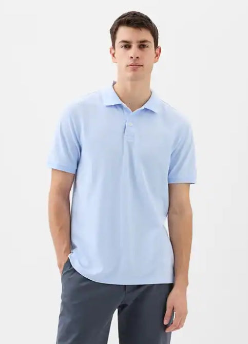 Stretch Pique Polo Gap Celeste