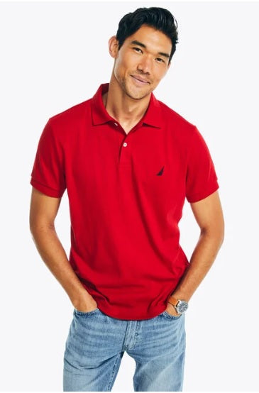 Slim Fit Interlock Deck Polo Nautica Roja