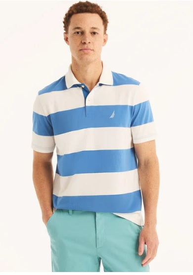 Sustainably Crafted Classic Fit Striped Polo Celeste