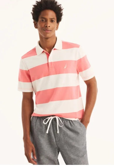 Sustainably Crafted Classic Fit Striped Polo Rosa