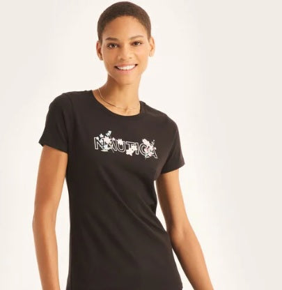 Camiseta Nautica Logo Floral Negra