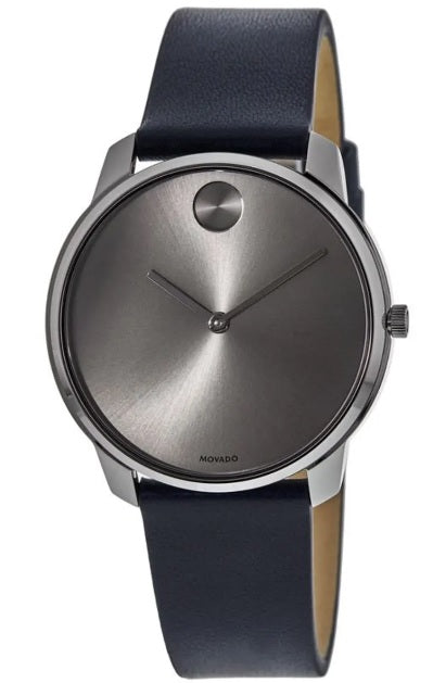 Movado Bold Quartz Grey Dial Blue Leather Men's Watch