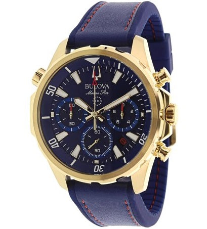 Bulova Marine Star Chronograph Blue Dial Men's Watch Gold-Tone