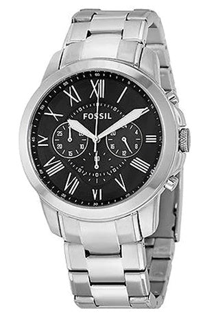 Fossil Grant Chronograph Black Dial Stainless Steel Men's Watch