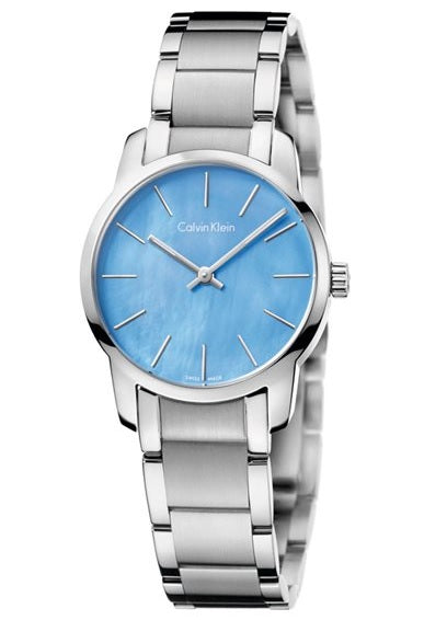 Calvin Klein City Blue Mother Of Pearl Dial Ladies Steel Watch