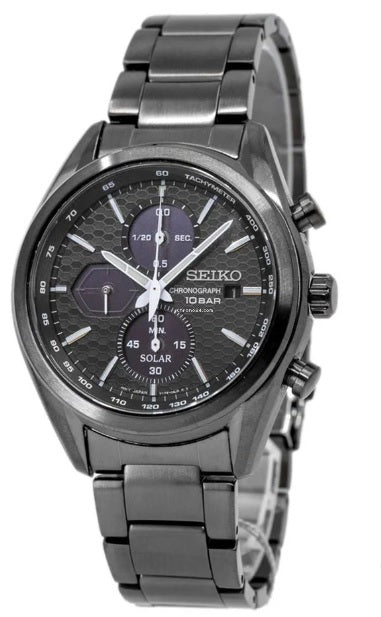 Seiko Eco-Drive Chronograph Black Dial Men's Watch